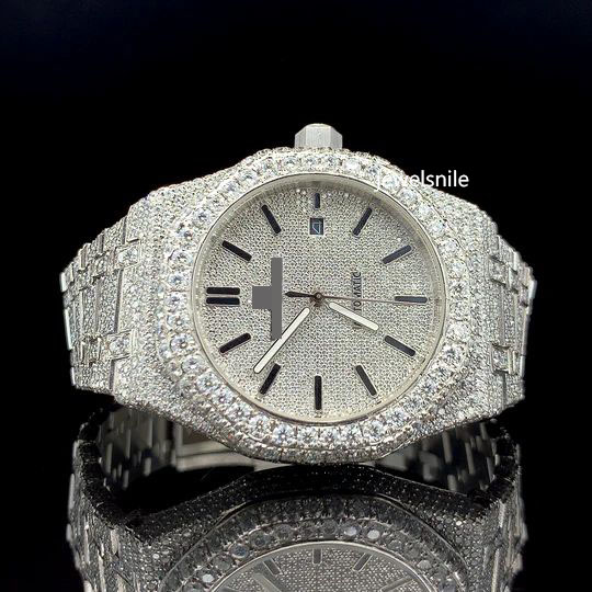 Superior Fully White color Iced Out Vvs Moissanite Automatic Watch