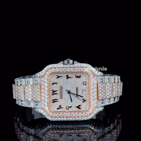 Iced Out arabic number Moissanite diamond Watch