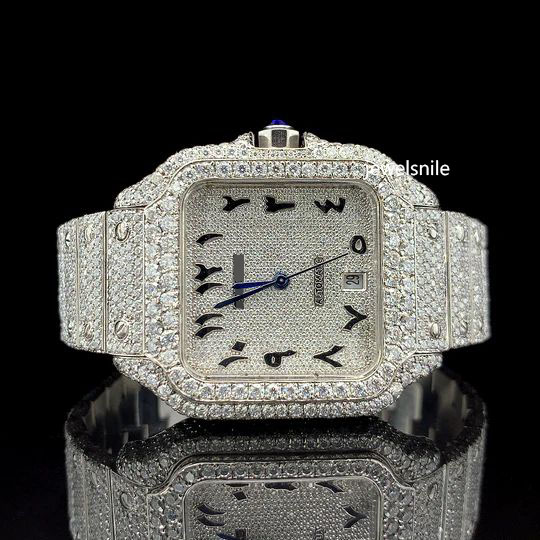 Amazing Fully Iced Out 42mm Arabic Dial Bust Down Watch for Men