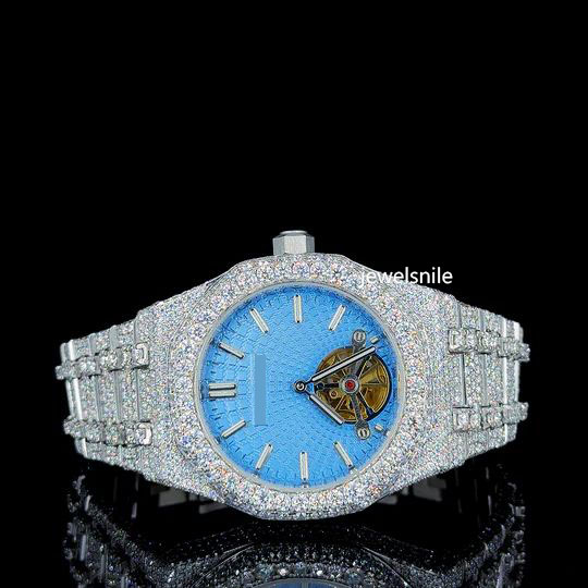 Fabulous and Asthetic Sky Dial Iced out Moissanite Diamond Watch