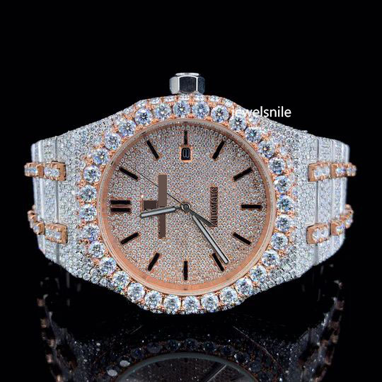 Rose Gold Fully Iced Out Amazing Moissanite Watch for men |Usa|VVs