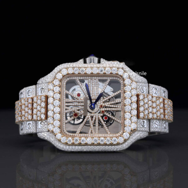 Awesome Iced Out Moissanite Diamond Watch For Men Sapphire Crystal Glass