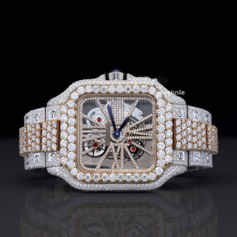 Awesome Iced Out Moissanite Diamond Watch For Men Sapphire Crystal Glass