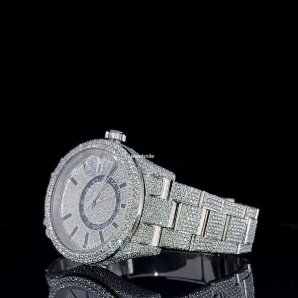 Fully Iced Out White & Sky Dial Day-Date Vvs Diamond Watch |Men |Wrist