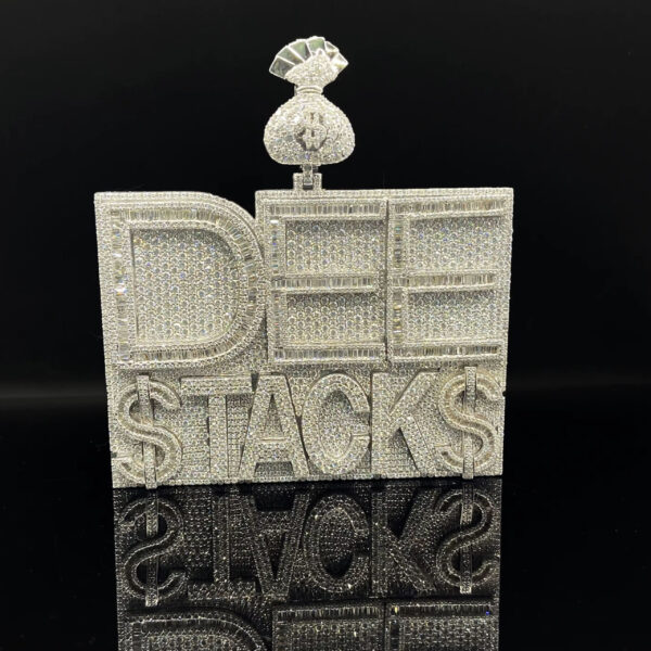 Custom Moissonite Dimond Silver Name Later Pendent