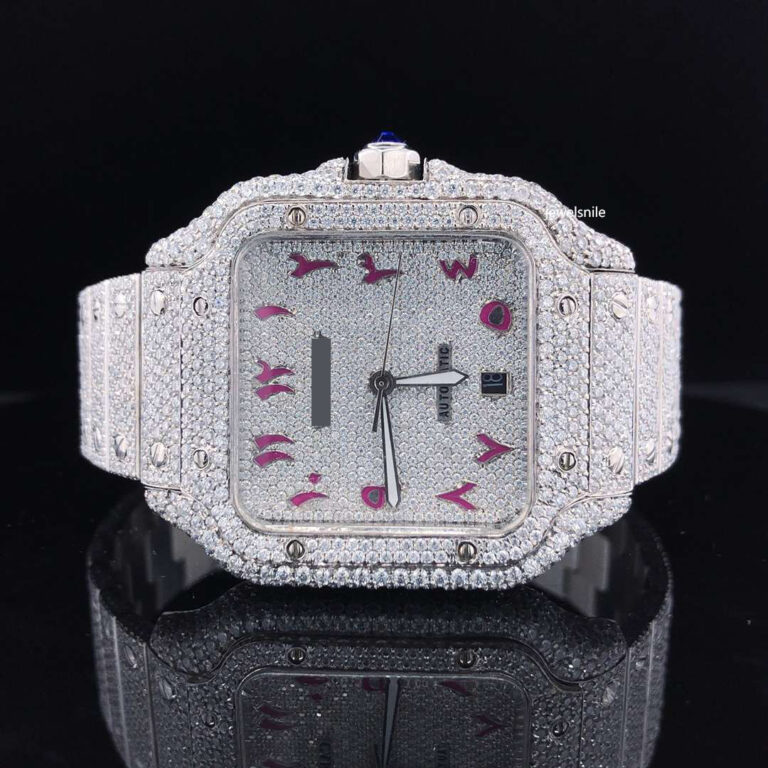 Iced out moissanite diamond watch