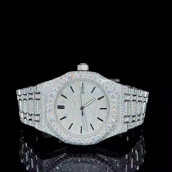 Classic Moissanite Diamond Fully Iced Out Bust Down Automatic Watch