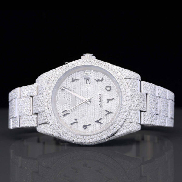 Stylish Marvelous Iced Out White Dial Moissanite Watch