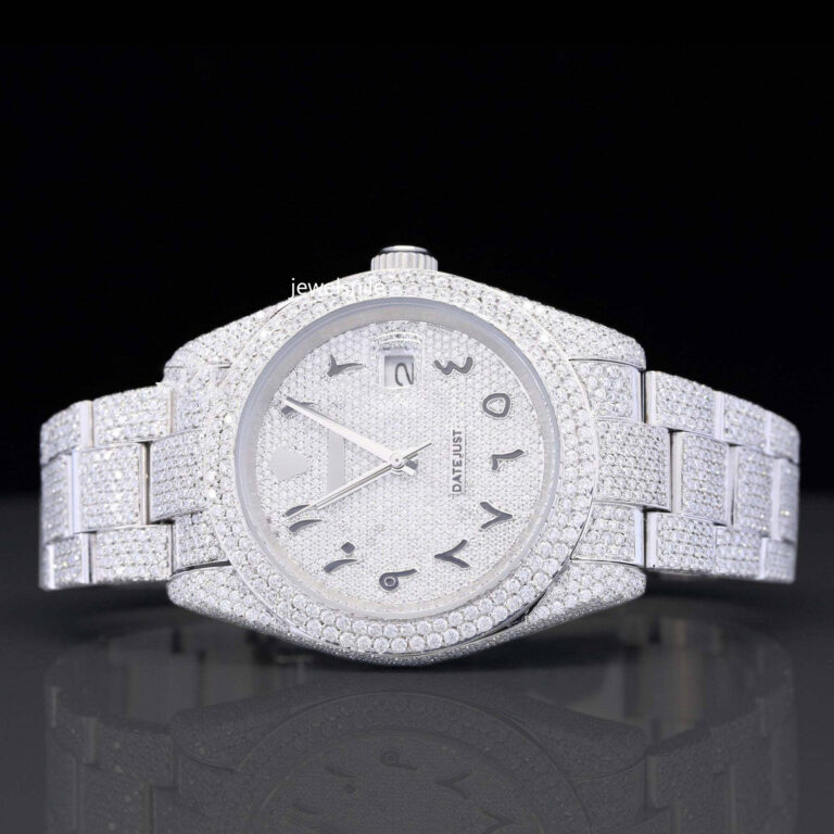 Stylish Marvelous Iced Out White Dial Moissanite Watch