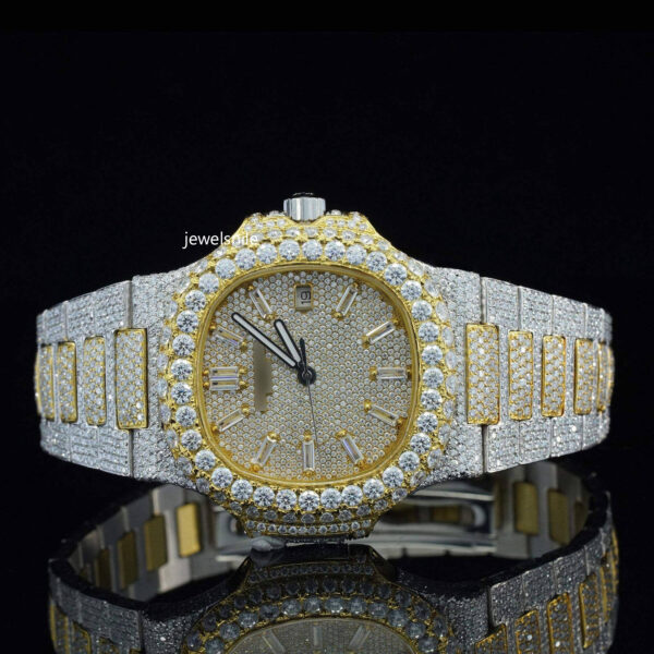 Classic Iced Out Sapphire Crystal Glass Automatic Watch