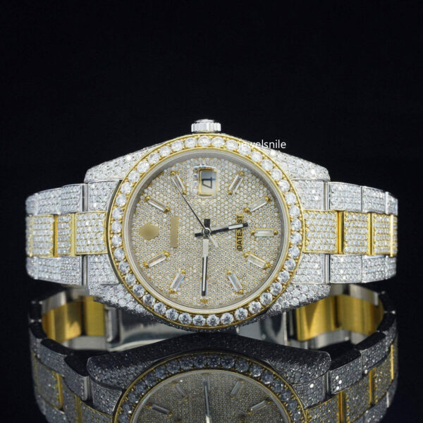 Full Swiss ETA Two Tone Moissanite Watch For Men