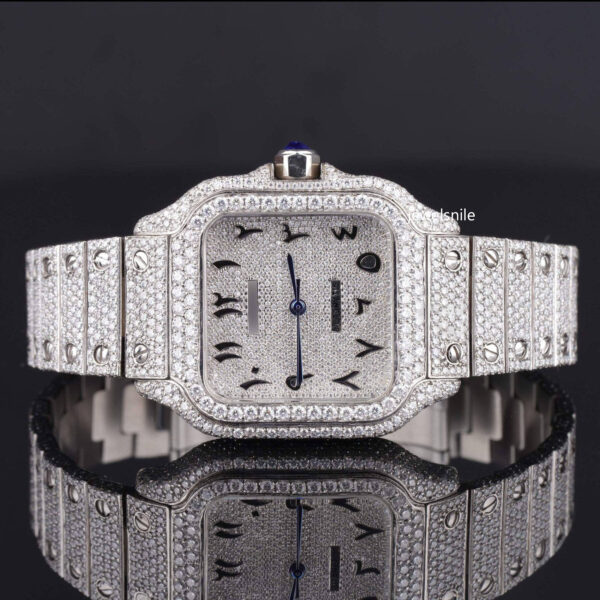Moissanite Watch Iced Out Automatic Arabic Style Watch
