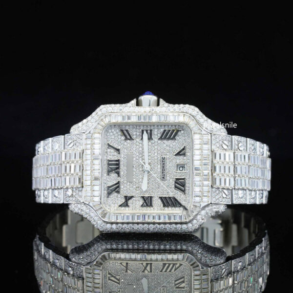 Iconic white Roman Dial Hip Hop Iced Out Moissanite Watch