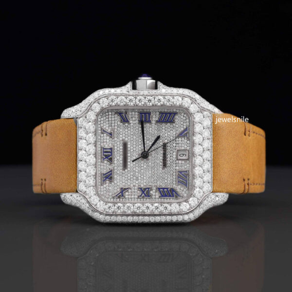 Aesthetic Leather Belt Moissanite Watch For Men