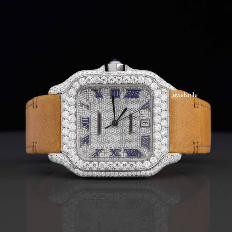 Aesthetic Leather Belt Moissanite Watch For Men