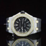 Fabulous Moissanite Wrist Watch With Black Color Belt For Men