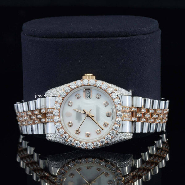 Best Brown Dial Iced Out Automatic Movement Moissanite Watch