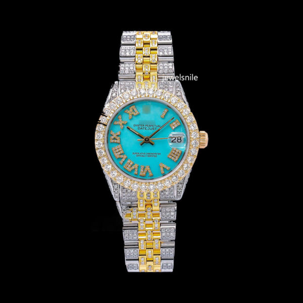 Brilliant Roman Number Moissanite Watch Fully Iced Out