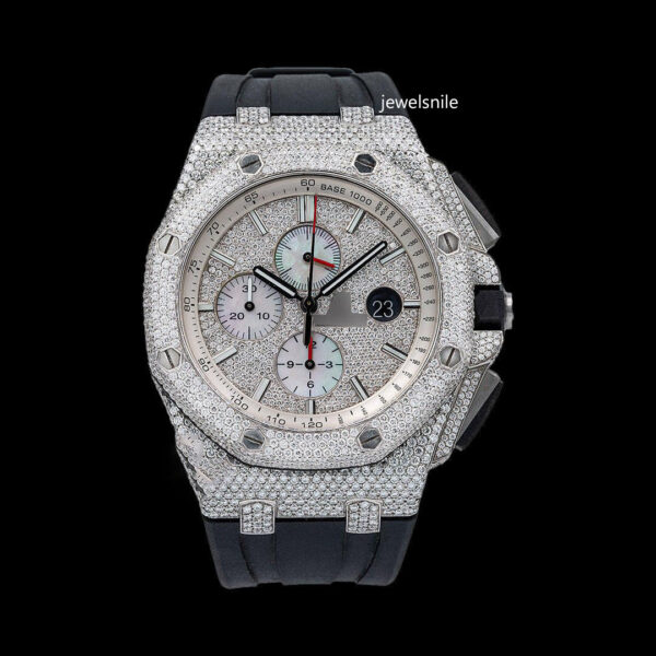 Japan Automatic Fabulous Iced Out Analog Moissanite Watch