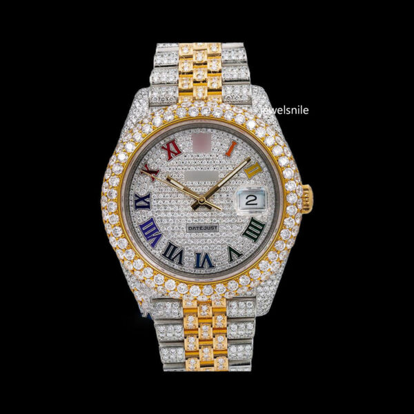 Rainbow Roman Number Fully Automatic Moissanite Watch