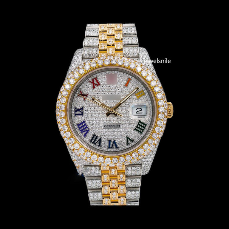 Rainbow Roman Number Fully Automatic Moissanite Watch