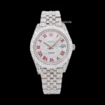 Stylish Marvelous arabic Iced Out White Dial Moissanite Watch