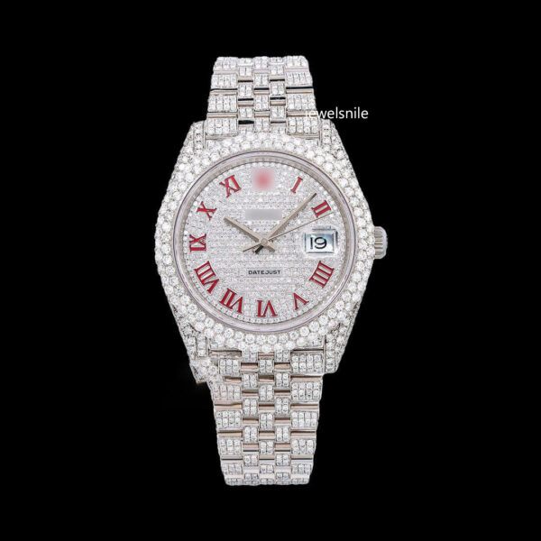 Stylish Marvelous arabic Iced Out White Dial Moissanite Watch
