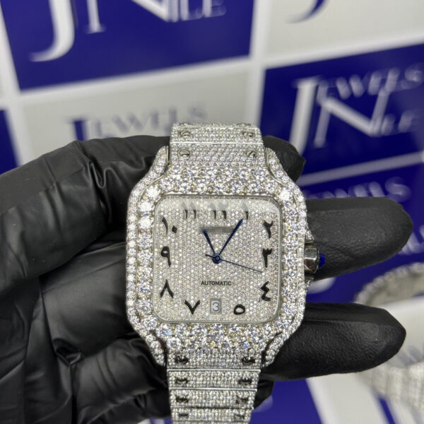 Iced out arabic dial automatic moissanite diamond watch |Vvs