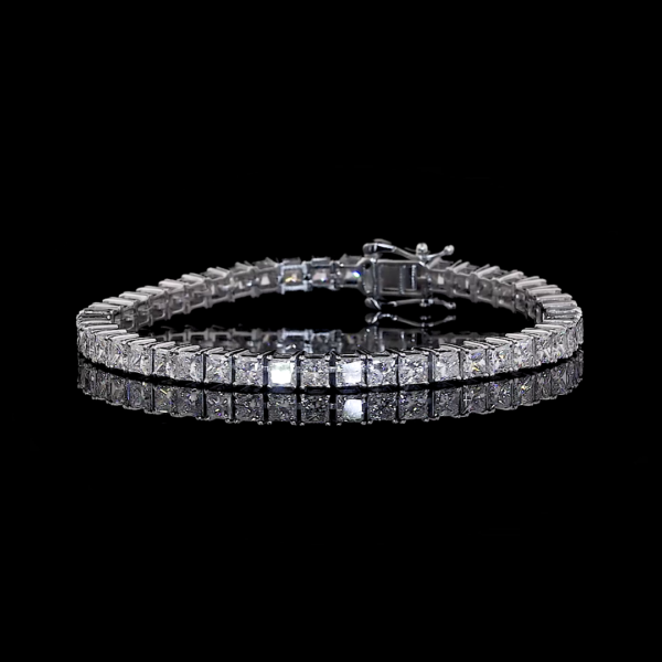 White Gold Lab Grown Diamond Princess Cut Tennis Bracelet