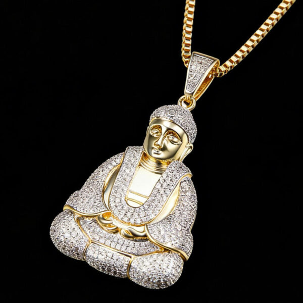 custom Hip Hop Iced Buddha Pendant Necklace for Men