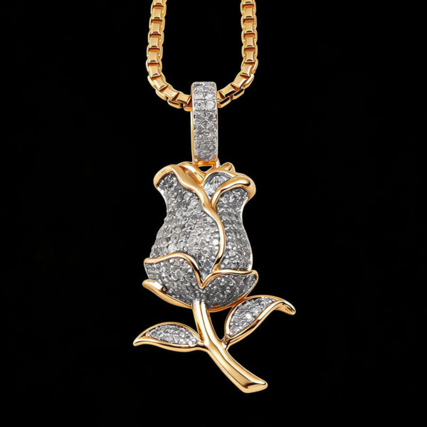 luxury Jewelry Silver Rose Pendant with Moissanite Stones
