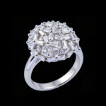 Bulk Feminine Statement Jewelry Customizable Silver Cluster Ring for Women