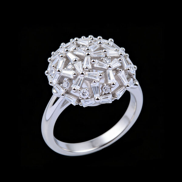 Bulk Feminine Statement Jewelry Customizable Silver Cluster Ring for Women