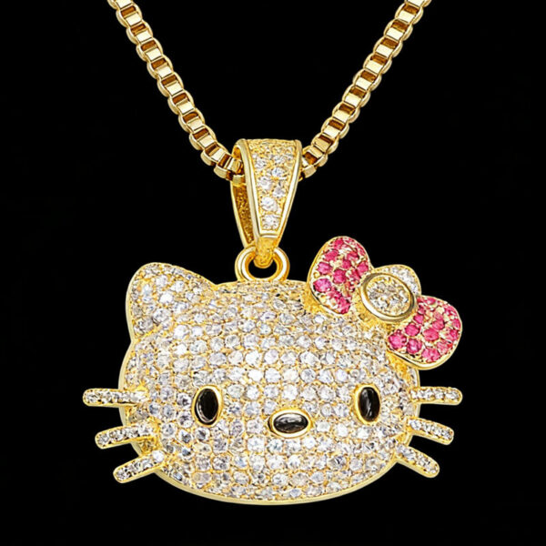 Trendy Women Jewelry Iced-Out Hello Kitty Hip Hop Pendant