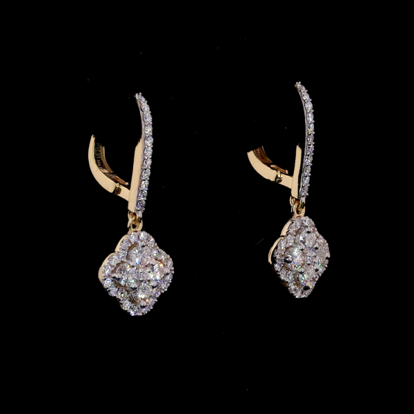 yellow Gold Small Hip hop Earrings Diamond Jewelry for women
