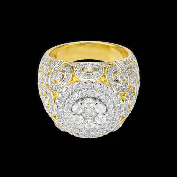 Encrusted Design Intricate moissanite diamond Brass Statement Ring