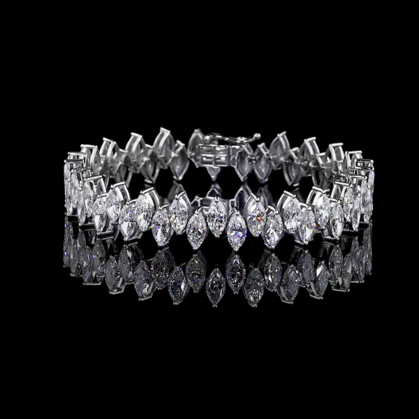 Elegant Lab Grown Diamond Bracelet with Marquise Cut Stones