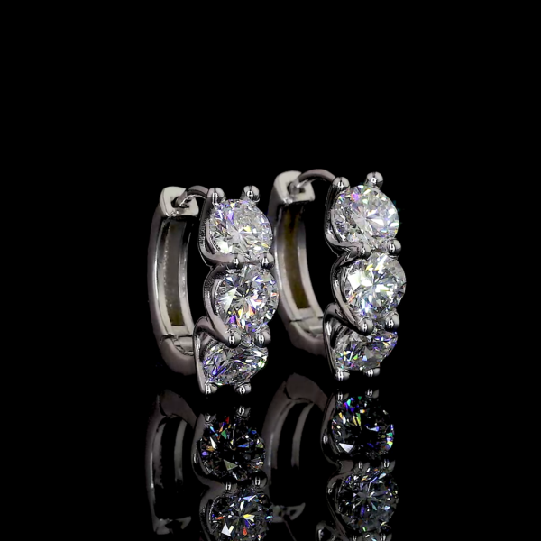 Each Round Brilliant Cut VVS/VS Lab Diamond Earrings Hoop for Women