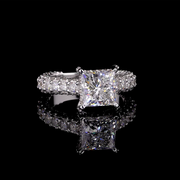 Luxury Lab Grown Princess Cut Engagement Wedding Ring for Women