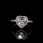 Yellow Solid Gold Heart Cut Lab Diamond Halo Promise Ring Unique Valentine Gift