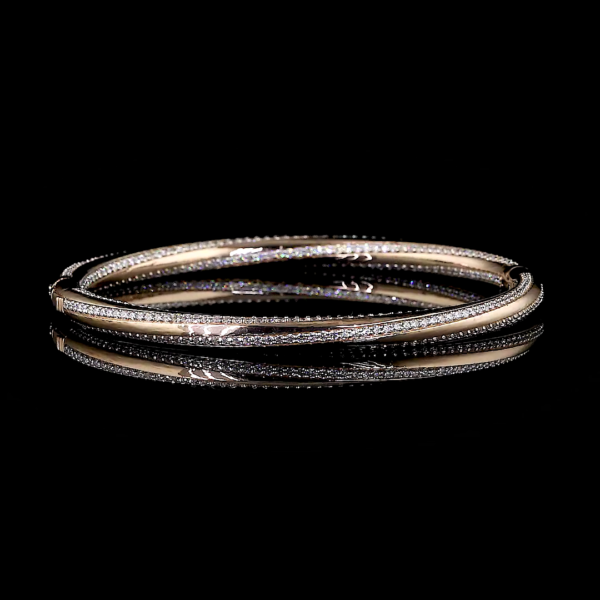 Gold Lab-Grown Round Diamond Twisted Bracelet, Women's Elegance
