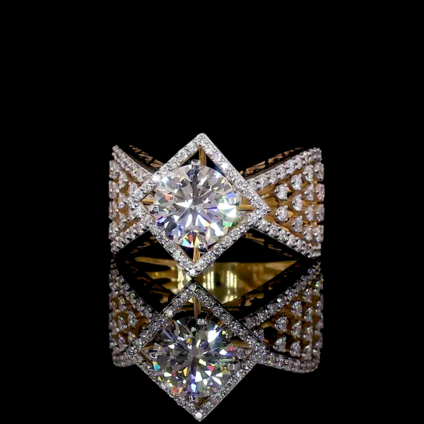 Yellow Gold Plated hip hop diamond Engagement Ring