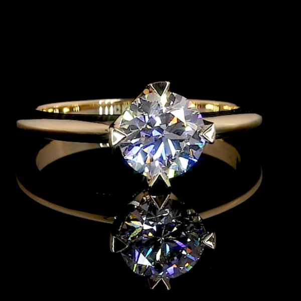 Yellow Gold Ring moissanite diamond ring for Girl