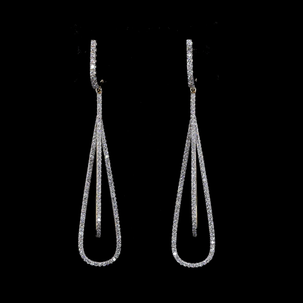 Gold Lab Grown Diamond Dangle with interlocking teardrop loops Earring's