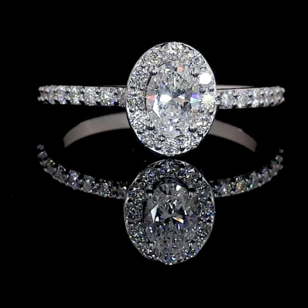 Lab Stone Jewelry White Gold Halo Pattern Diamond Ring