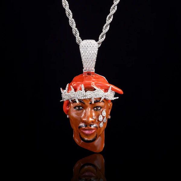 Heavy Viking Skull Pendant with Horns Hip Hop Fashion Gothic Charm Red Horns Diamond Silver Unisex