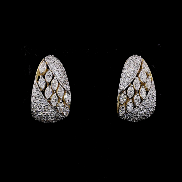 Gold Designer Lab Grown Diamond Earrings with Mixed-Cut Stones