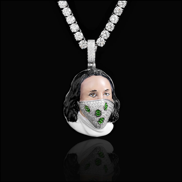 Christian Enamel Horns Silver Plated Necklace Featuring Red Drip Eye Design