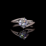 Hidden Halo Round Cut Moissanite Diamond Engagement Ring