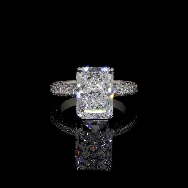 Radiant Shape Hidden Halo Petite Moissanite Diamond ring